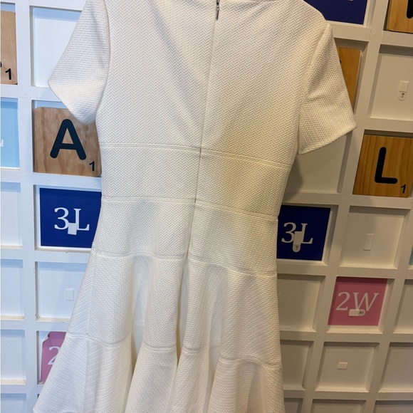 NWT Rebecca Taylor Sz 6 White Textured Short Sleeve Dress - Picture 3 of 5